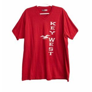 Charles Michael Key West Mens Red White T-Shirt V-Neck Short Sleeve Pullover 2XL